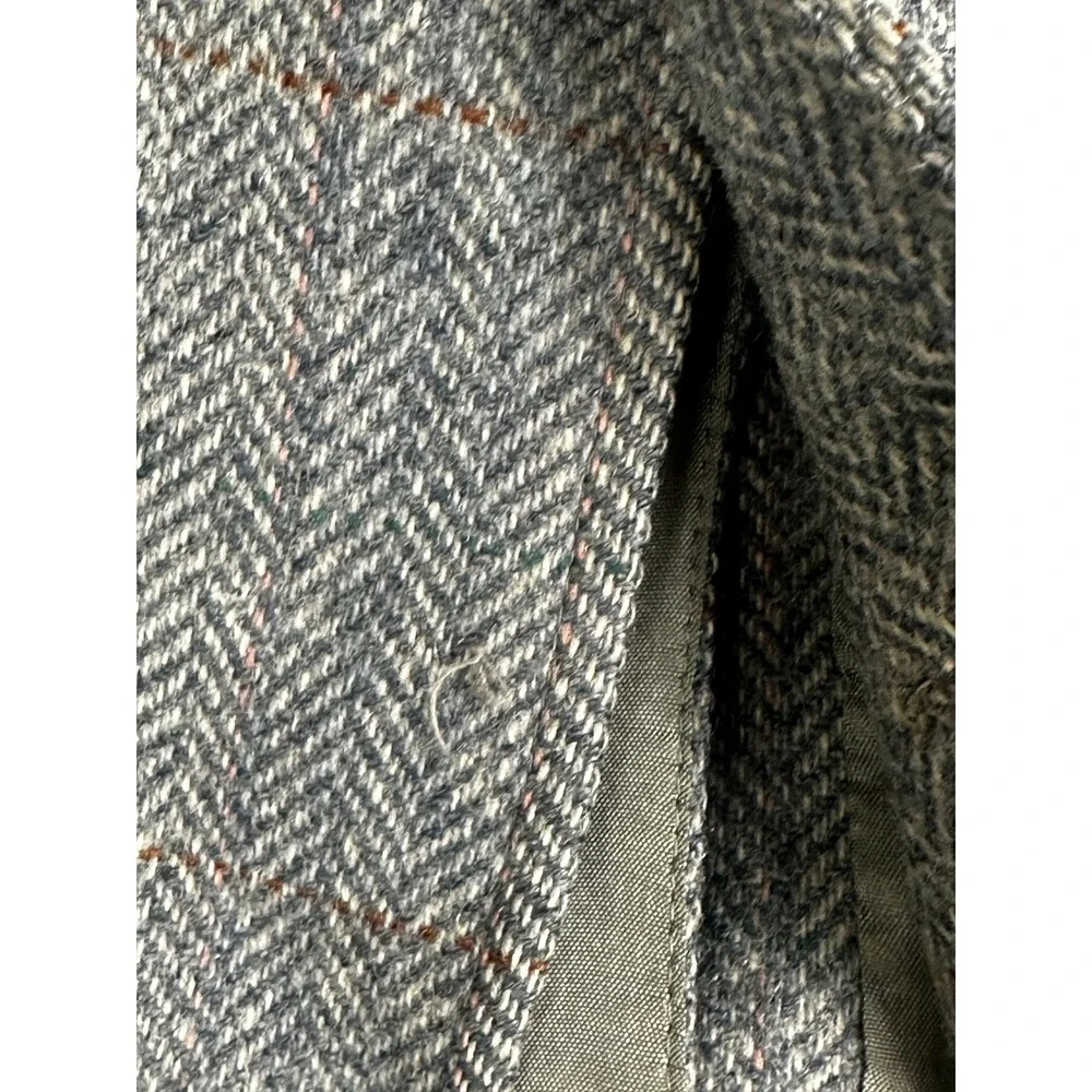 Vintage‎ Tweed Blazer Mens 44R Gray Herringbone Wool Oakton Windowpane USA